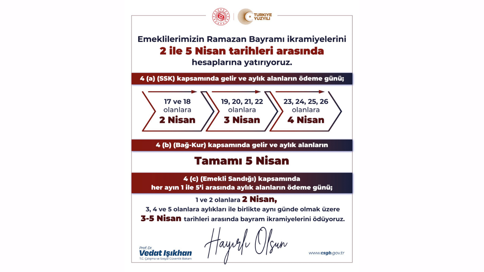 Emeklilerin bayram ikramiyeleri için tarih belli oldu